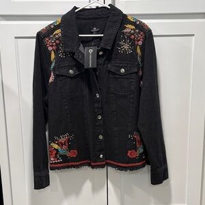 Embroidered Black Denim Jacket